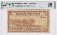 Southwest Africa, 1 Pound, 1958, VF, p14b
PMG 25
Estimate: USD 250-500