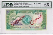 Sudan, 20 Pounds, 1987, UNC, p42as, SPECIMEN
PMG 66 EPQ
Estimate: USD 150-300