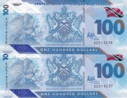 Trinidad & Tobago, 100 Dollars, 2019, UNC, pNew, (Total 2 banknotes)
Polymer plastics banknote
Estimate: USD 50-100
