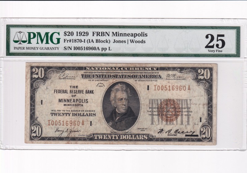 United States of America, 20 Dollars, 1929, FINE, p397
PMG 25
Estimate: USD 50...