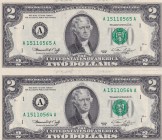 United States of America, 2 Dollars, 1976, UNC, p461, (Total 2 consecutive banknotes)
There are stains caused by pressure
Estimate: USD 20-40