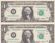 United States of America, 1 Dollar, 1985, UNC, p474, (Total 2 consecutive banknotes)
Low serial
Estimate: USD 20-40