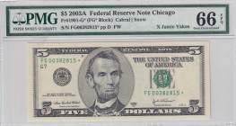 United States of America, 5 Dollars, 2003, UNC, p517b
PMG 66 EPQ, Federal Reserve Note Chicago
Estimate: USD 30-60