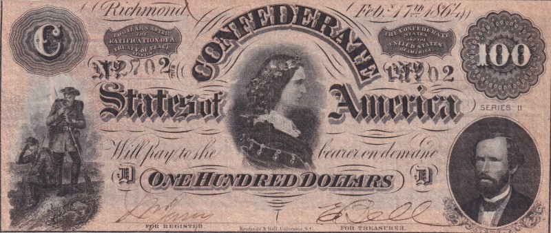 United States of America, 100 Dollars, 1864, VF(+),
Richmond
Estimate: USD 100...