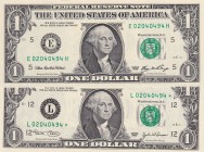 United States of America, 1 Dollar, 2003/2006, UNC, p516; p523, (Total 2 banknotes)
8 digits twin, Day-Month-Year Team
Estimate: USD 250-500