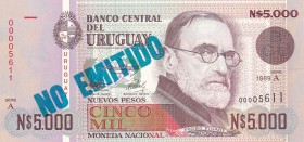 Uruguay, 5.000 Pesos, 1989, UNC, p68A, No Emitido
Estimate: USD 25-50