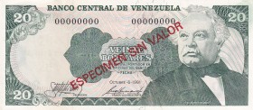 Venezuela, 20 Bolívares, 1981, UNC, p63s, SPECIMEN
Estimate: USD 30-60
