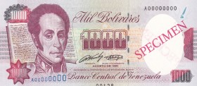 Venezuela, 1.000 Bolivares, 1991, UNC, p73s1, SPECIMEN
Estimate: USD 30-60