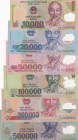 Viet Nam, 10.000-20.000-50.000-100.000-200.000-500.000 Döng, 2005/2010, p119-124, (Total 6 banknotes)
10.000-20.000 Döng, UNC; 50.000 Döng, AUNC; 100...