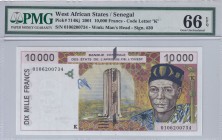West African States, 10.000 Francs, 2001, UNC, p 714KJ
PMG 66 EPQ
Estimate: USD 90-180