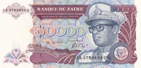 Zaire, 50.000 Zaires, 1991, UNC, p40
Estimate: USD 20-40