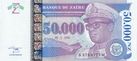Zaire, 50.000 Nouveaux Zaires, 1996, UNC, p75
Estimate: USD 20-40