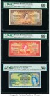 Bermuda Bermuda Government 5; 10 Shillings, 1 Pound (1957-1966) Pick 18b; 19b; 20d Three Examples PMG Choice Uncirculated 64 EPQ; Gem Uncirculated 66 ...