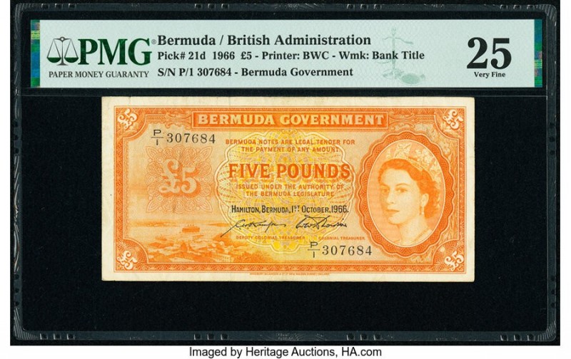 Bermuda Bermuda Government 5 Pounds 1.10.1966 Pick 21d PMG Very Fine 25. 

HID09...