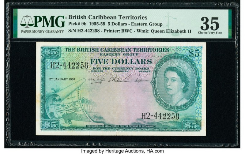 British Caribbean Territories Currency Board 5 Dollars 2.1.1957 Pick 9b PMG Choi...