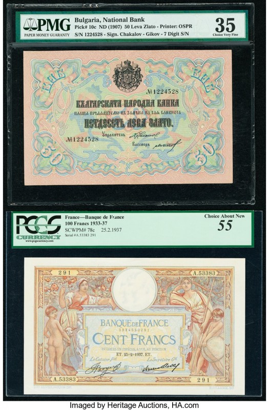 Bulgaria Bulgaria National Bank 50 Leva Zlato ND (1907) Pick 10c PMG Choice Very...