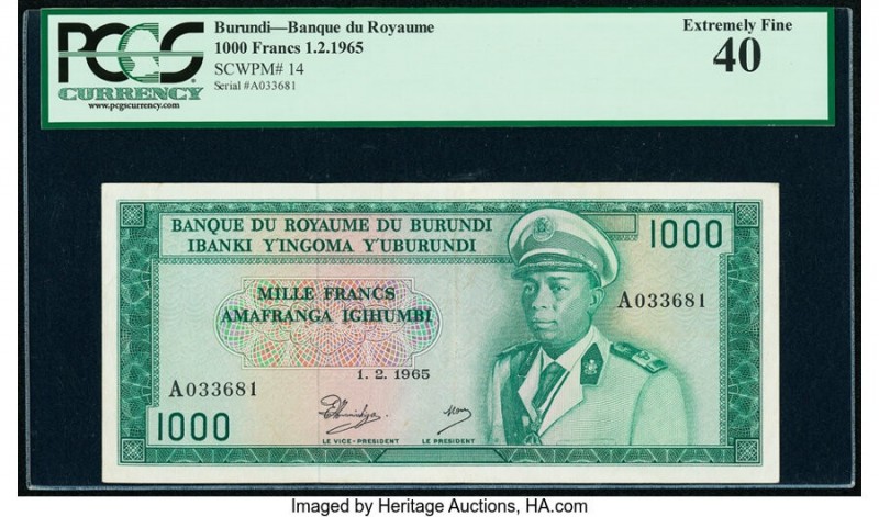 Burundi Banque du Royaume du Burundi 1000 Francs 1.2.1965 Pick 14 PCGS Extremely...