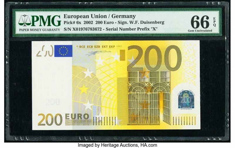 European Union Central Bank, Germany 200 Euro 2002 Pick 6x PMG Gem Uncirculated ...