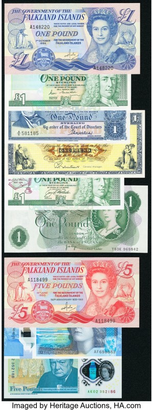 Falkland Islands, Great Britain and Scotland Group Lot of 15 Examples About Unci...