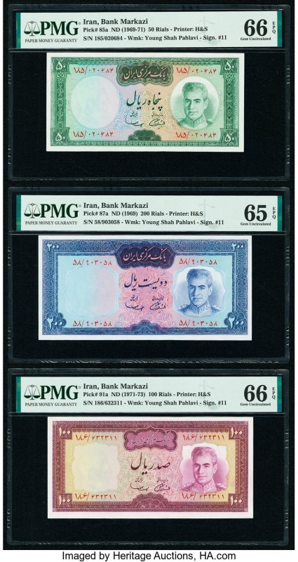 Iran Bank Markazi 50; 100; 200 (2) Rials ND (1969-1973) Pick 85a; 87a; 91a; 91c;...