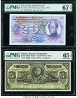 Mexico Banco de Tamaulipas 5 Pesos ND (1902-14) Pick S429r M520r Remainder PMG Gem Uncirculated 65 EPQ; Switzerland National Bank 20 Franken 1976 Pick...