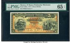 Mexico Banco Peninsular Mexicano 5 Pesos 1914 Pick S465a M561a PMG Gem Uncirculated 65 EPQ. 

HID09801242017

© 2020 Heritage Auctions | All Rights Re...