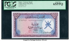 Oman Oman Currency Board 5 Rials Omani ND (1973) Pick 11a PCGS Gem New 65PPQ. 

HID09801242017

© 2020 Heritage Auctions | All Rights Reserved