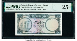 Qatar & Dubai Currency Board 10 Riyals ND (ca. 1960) Pick 3a PMG Very Fine 25 Net. Repaired, severed and reattached. 

HID09801242017

© 2020 Heritage...