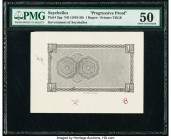 Seychelles Government of Seychelles 1 Rupee ND (1918-36) Pick 2pp Progressive Proof PMG About Uncirculated 50. Printer's annotations, internal tear an...
