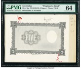 Seychelles Government of Seychelles 5 Rupee ND (1928-36) Pick 3pp Progressive Proof PMG Choice Uncirculated 64. Printer's annotations and pinholes. 

...