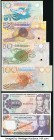 Seychelles Monetary Authority 10; 25; 50; 100 Rupees ND (1979) Pick 23s; 24s; 25s; 26s Four Specimen Crisp Uncirculated; Venezuela Banco Central 10; 5...