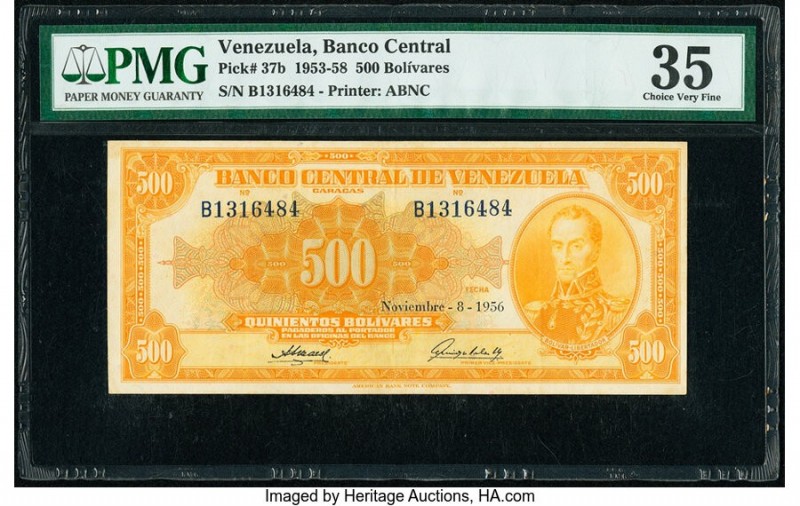 Venezuela Banco Central De Venezuela 500 Bolivares 8.11.1956 Pick 37b PMG Choice...