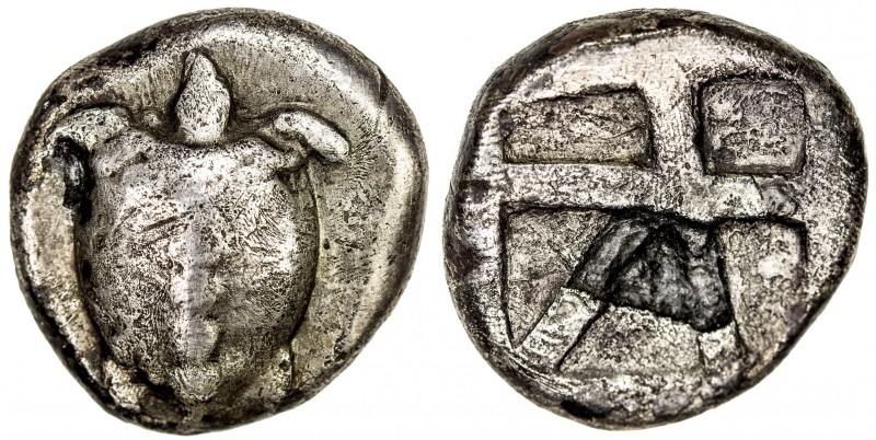 AEGINA: AR stater (10.56g), ca. 480-457 BC, HGC 6-435, Milbank pl. 1-13, sea tur...