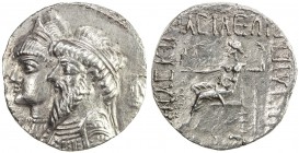 ELYMAIS: Kamnaskires III & Queen Anzaze, ca. 82-72 BC, AR tetradrachm (13.78g), ND, Van 't Haaff-7.1, jugate draped busts of Kamnaskires, diademed, an...