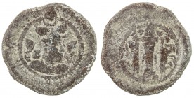 SASANIAN KINGDOM: Peroz, 457-484, lead 18mm (3.03g), BBA (the Court mint), G-—, SNS—, standard design, as on the 3rd silver series (G-174/176), extrem...