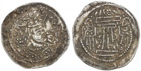 TOBAZINI & successors: Anonymous, ca. 420-475, AR drachm (3.98g), Vondrovec-32, imitating a drachm of the Sasanian Varhran IV (388-399), Bactrian lege...