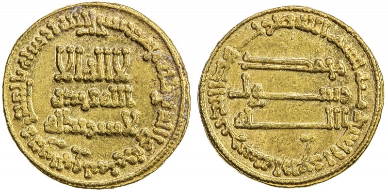 ABBASID: al-Mansur, 754-775, AV dinar (4.22g), NM, AH144, A-212, lovely strike, ...