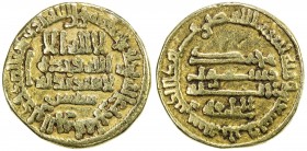ABBASID: al-Ma 'mun, 810-833, AV dinar (3.98g), NM, AH193 (sic), A-222var, muling of an obverse of al-Ma 'mun citing the Egyptian governor Sulayman an...