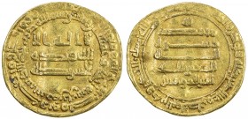 ABBASID: al-Mu 'tazz, 866-869, AV dinar (4.21g), Surra man Ra 'a, AH251, A-235.1, Bernardi-162Jc, slightly wavy surfaces, F-VF.
Estimate: $220 - $260