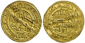 TAIFAS AFTER THE ALMORAVIDS: Anonymous, 1146-1155, AV dinar (3.80g), NM, AH556, A-405, VyE-2002, with al-amr kulluhu lillah / la quwwa illa billah bel...