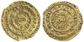 FATIMID: al-Zahir, 1021-1036, AV dinar (3.40g), Tarabulus (Trablus), AH422, A-714.2, Nicol-1489, with the Arabic letter S in the center on both sides,...