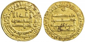 ABBASID OF YEMEN: al-Mu 'tadid, 892-902, AV dinar al-mutawwaq (2.90g), San 'a, AH283, A-1056, EF.
Estimate: $240 - $300