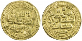 ZIYADID: Yahya b. Abi Hashid, 1046-1047, AV dinar (1.97g), San 'a, AH(4)38, A-K1073, very clear mint & date (rare, as most examples bear illegible dat...