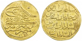 EGYPT: Osman III, 1754-1757, AV zeri mahbub (2.55g), Misr, AH1168, KM-97, UBK-17.02, initial #12 on obverse, #8 on reverse, bold strike, choice EF, ex...