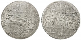 TURKEY: Selim III, 1789-1807, AR 2 zolota (60 para) (18.97g), Islambul, AH1203 year 2, KM-501, Dav-336, bold strike for this rare denomination, AU, R....