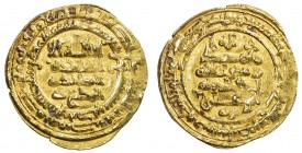 BUWAYHID: Rukn al-Dawla al-Hasan, 949-977, AV dinar (3.79g), Hamadan, AH349, A-1546A, Treadwell-Ha349G, the first two letters of the mint name blended...