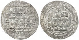 SELJUQ OF KIRMAN: Qawurd, 1048-1073, AR dirham (3.19g), Jiruft, AH448, A-1698, muling of the normal obverse die of AH448 citing the ruler as Qara Arsl...