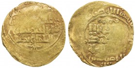 KHWARIZMSHAH: Muhammad, 1200-1220, AV dinar (5.15g), Qunduz, DM, A-1712, mint name to right of the obverse field, boldly readable, very rare mint for ...