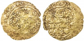 KHWARIZMSHAH: Muhammad, 1200-1220, AV dinar (2.62g), NM, ND, A-1712, uncertain marginal legend both sides, perhaps religious phrases instead of mint &...