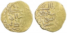 GREAT MONGOLS: Möngke, 1251-1260, AV dinar (3.46g), Herat, ND, A-V1977, legends mongkââ (sic) / qa 'an / al- 'adil, with the mint name above // the ka...